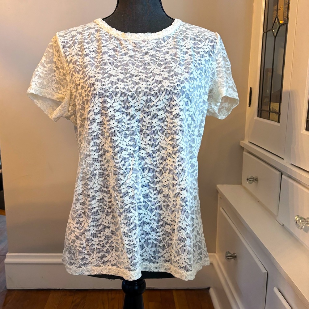 NWT NY & Co | Cream Lace Top